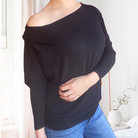 Textured Knit Dolman Blouse Black - Picture 10 of 14